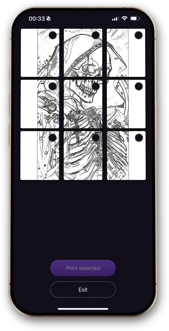 Step 4: Print all or selected pieces